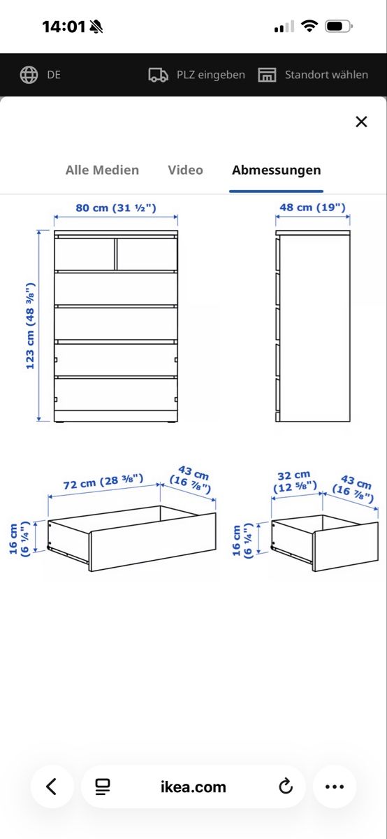 Ikea Cassettiere: Malm Kommode mit 6 Schubladen weiss – Nuovo (secondo la descrizione) da Oberbüren venduto da dijbdn 3