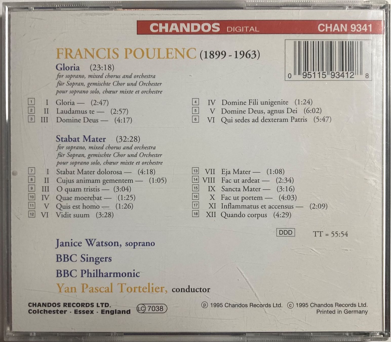 CDs: POULENC.... - GLORIA / STABAT MATER – D'occasion à Poliez-Pittet par Newtown-Records 1