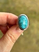 Ring Silber punziert mit natürlichem Türkis, Handarbeit