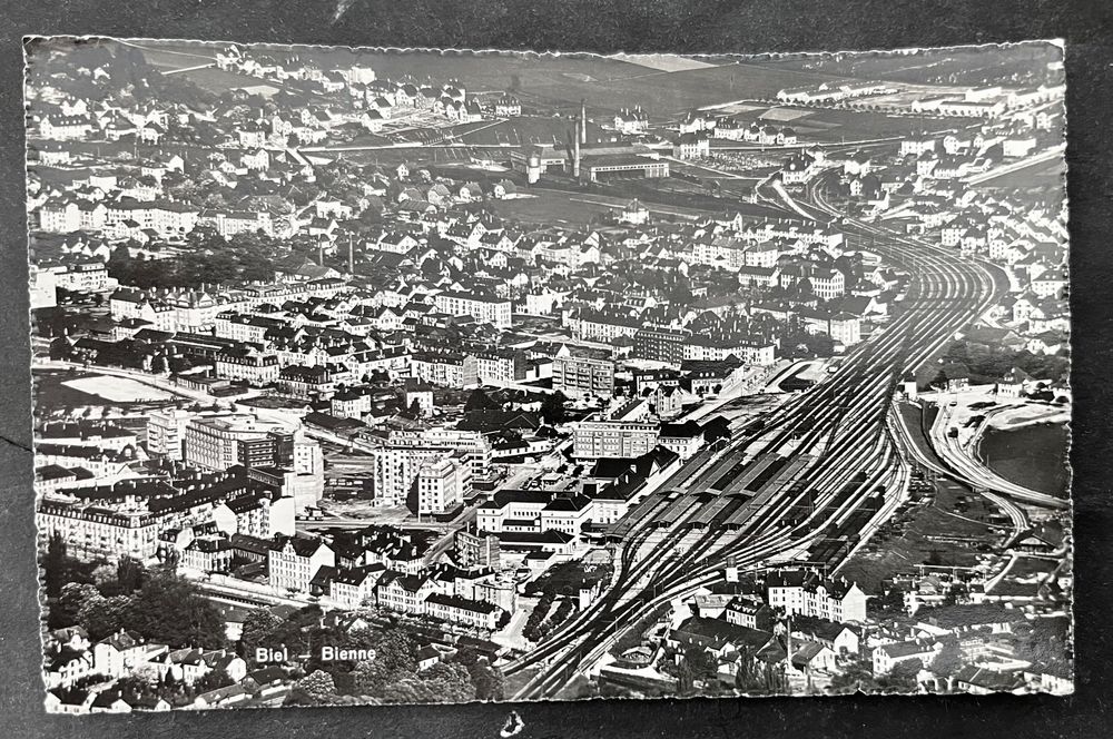 BielBienne/ Flugaufnahme mit Bahnhof ca. 1944 Kaufen auf Ricardo