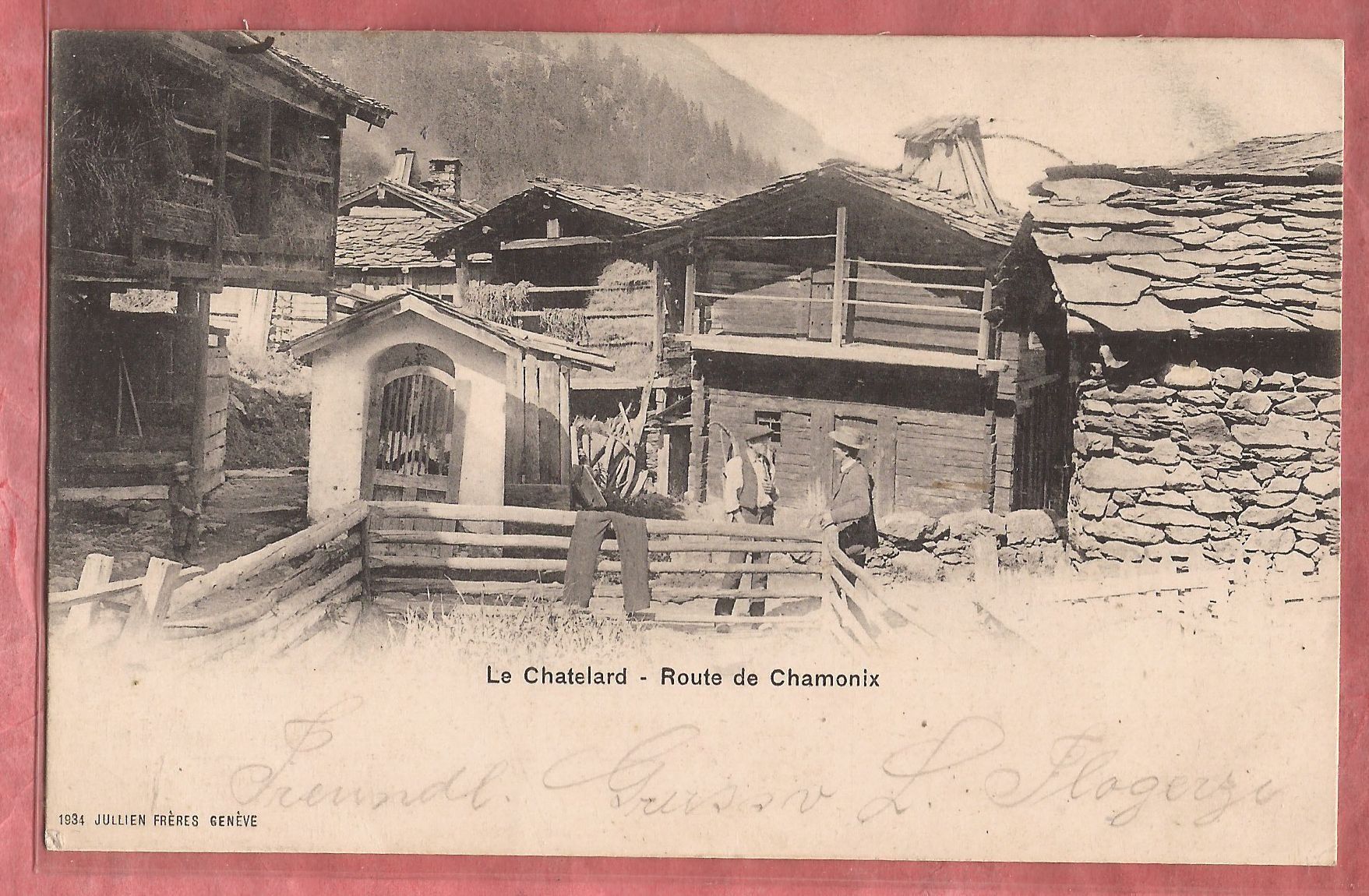 Cartes postales: Le Châtelard bei Finhaut - Route de Chamonix - animée - 1903 – D'occasion à Fislisbach par Porano