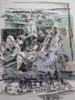EINWEIHUNG SCHULHAUS CAMPUS LITHOGRAPHIE SIGNIERT NUMMERIERT