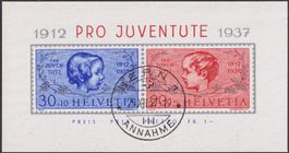 1937, J83I+J84I (PJ-Block) mit Ersttagsstempel BERN, K:100.-