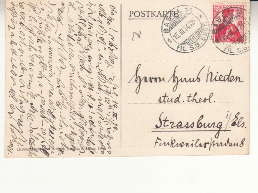 Ansichtskarten: Basel Böcklinsaal 1914 – Gebraucht aus Bürglen TG von StampGraf 1