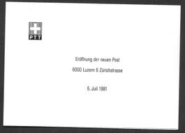 Sonderfolder Eröffnung Post Luzern Zürichstrasse 6.7.1981