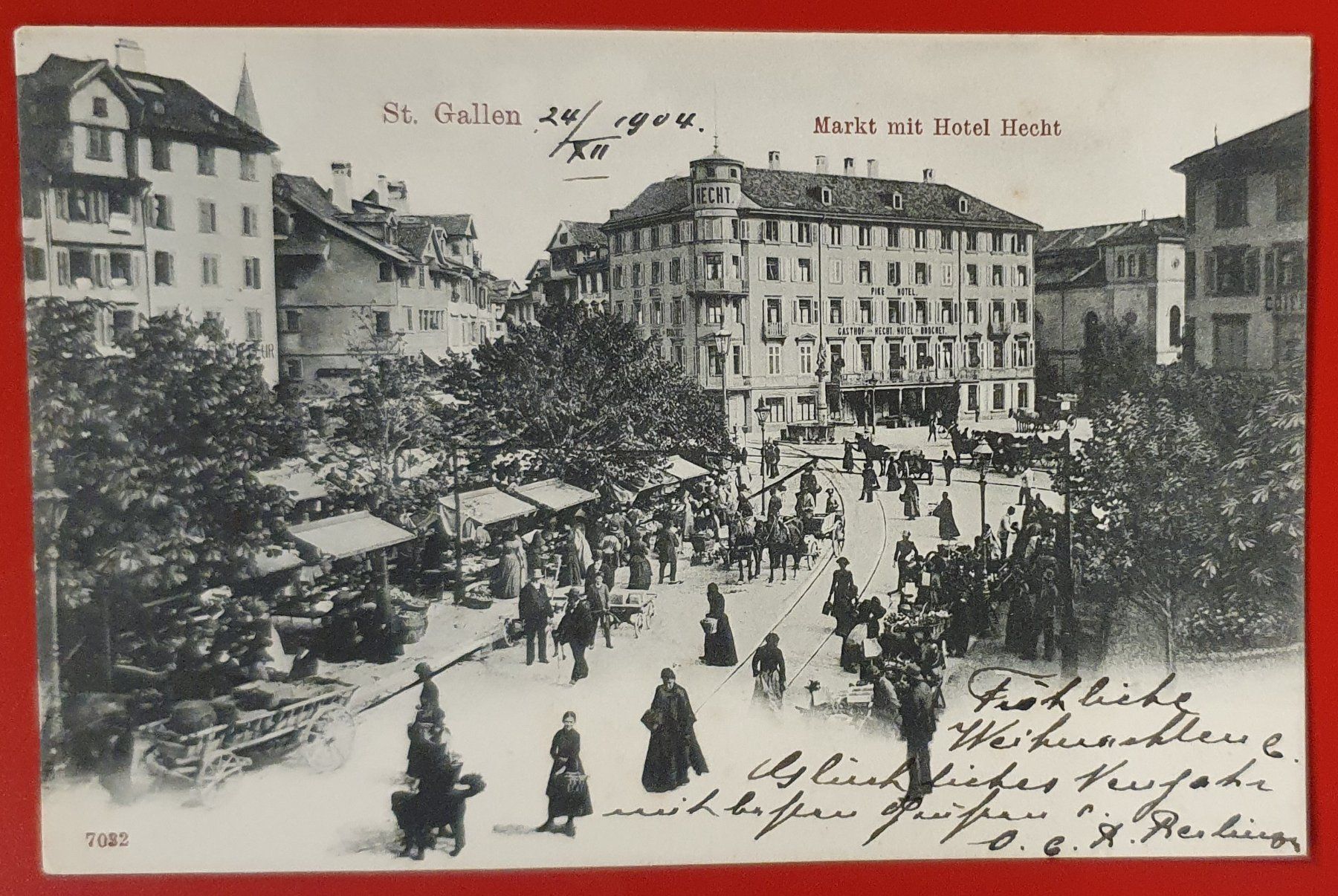 Ansichtskarten: St.Gallen 1904 - Markt mit Hotel Hecht – Gebraucht aus Kreuzlingen von Rschweiz1