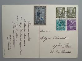 1934 NABA  Karte mit Lands.Bilder Nr.194-196 + Vignette