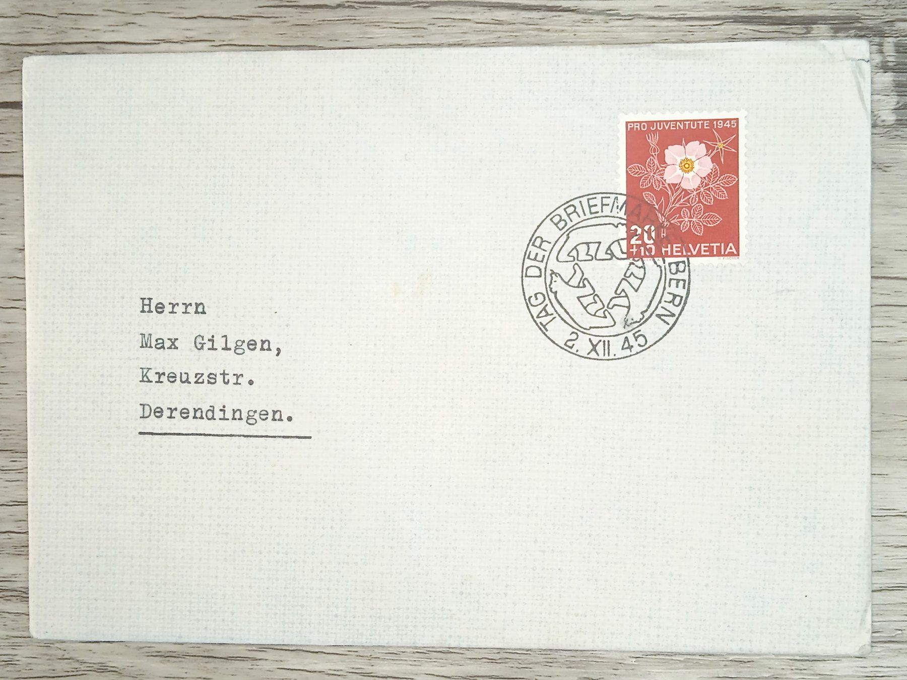 Tutti i francobolli: TR17 Enveloppe + Timbre Suisse 1945 – Usato da Cousset venduto da Patrick_Collections