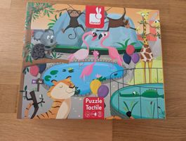 Janod Puzzle Tactile Zoo, 20 Teile, Tastpuzzle gross 