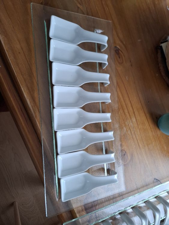 Amuse Gueule Löffel Porzellan Glasplatte neuwertig (Neu (gemäss ...
