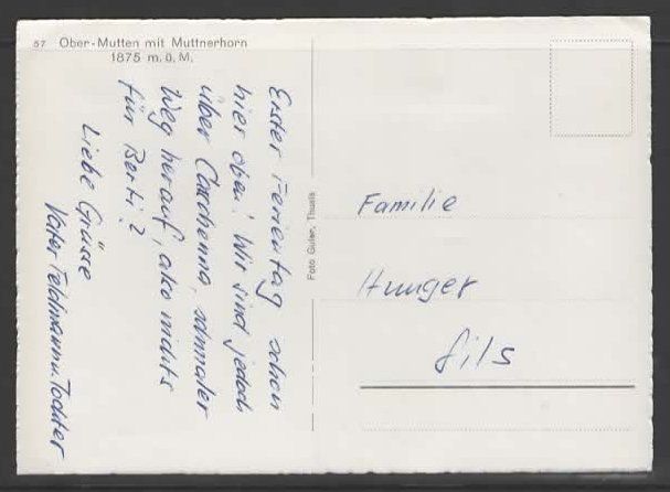 Cartoline postali: OBER MUTTEN mit MUTTNERHORN   (K – Usato da Ruggell venduto da Masescha 1