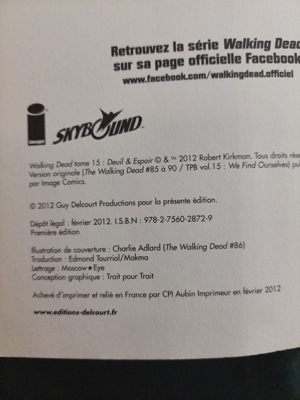 Fumetti: Walking Dead T.15 Deuil et Espoir EO 2012 TBE – Usato da Genève venduto da Blu_BD 2