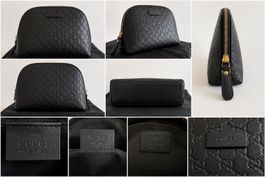 Gucci GG Embossed Cosmetic Pouch Leder Schwarz guter Zustand