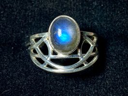 boho style 925 Silber Ring mit natürlichem Labradorit