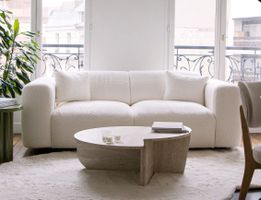 Kuschliges Teddystoff Sofa in Creme, 3-Sitzer, Top Zustand
