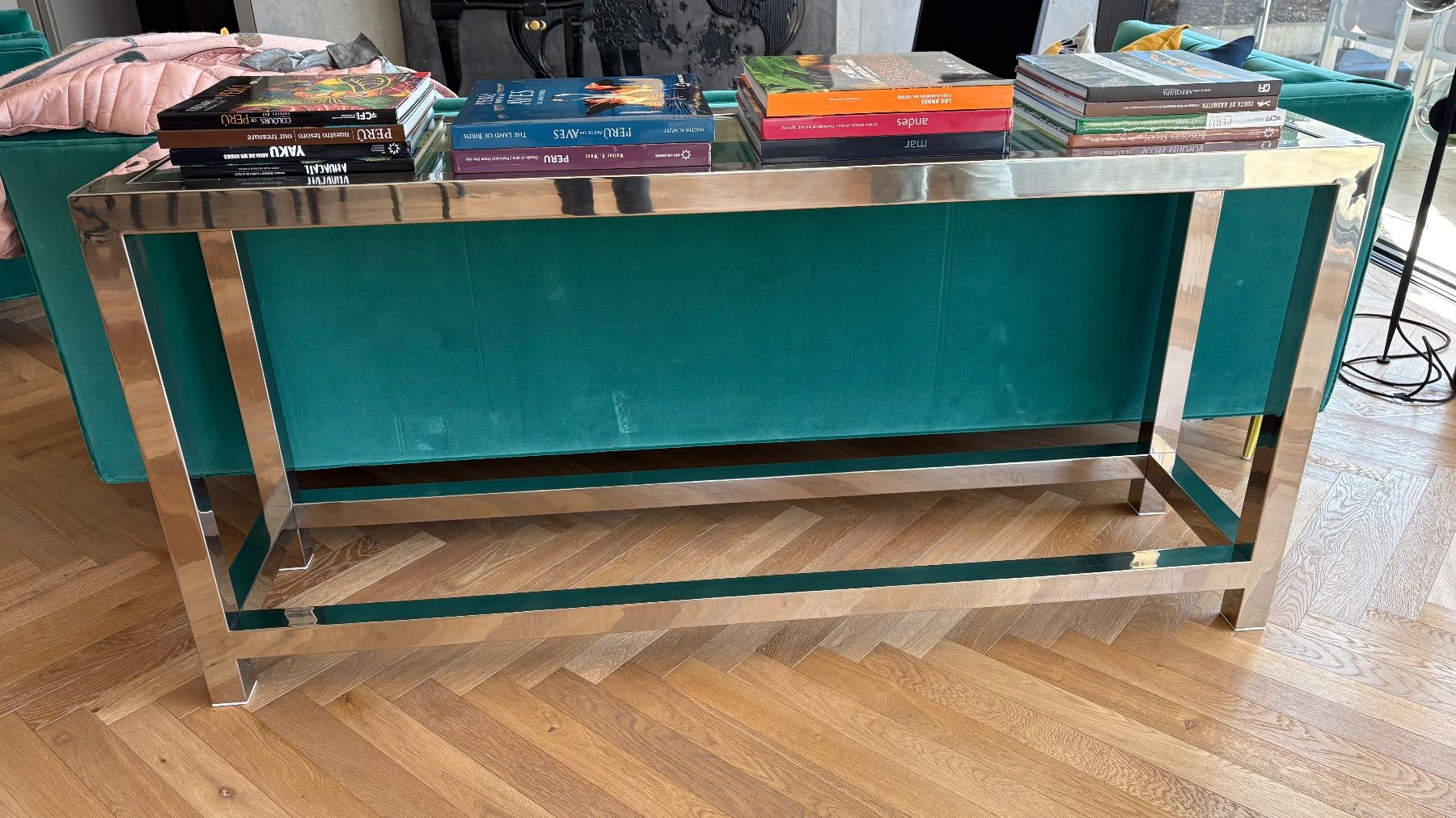 Tavoli: Luxus console table in chrome metal and thick glass – Usato da Adliswil venduto da fashionholic