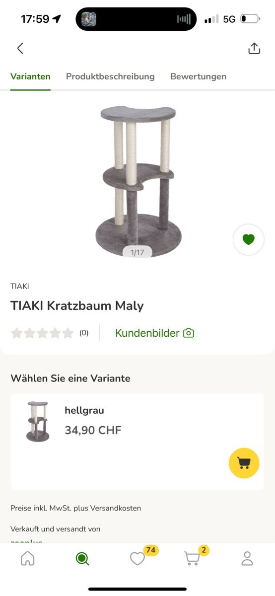Tiragraffi: Kleiner Kratzbaum von TIAKI Maly – Nuovo e nell'imballaggio originale da Winterthur venduto da ele_58r8
