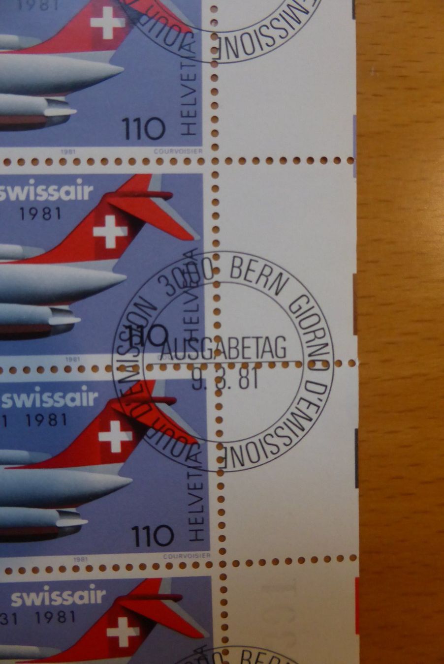Tutti i francobolli: CH - Briefmarkenbogen - Swissair 9.03.1981 – Nuovo (secondo la descrizione) da Brunnadern venduto da lesezirkel 1