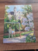 Aquarellmalerei zwei Bilder vorne und hinten.