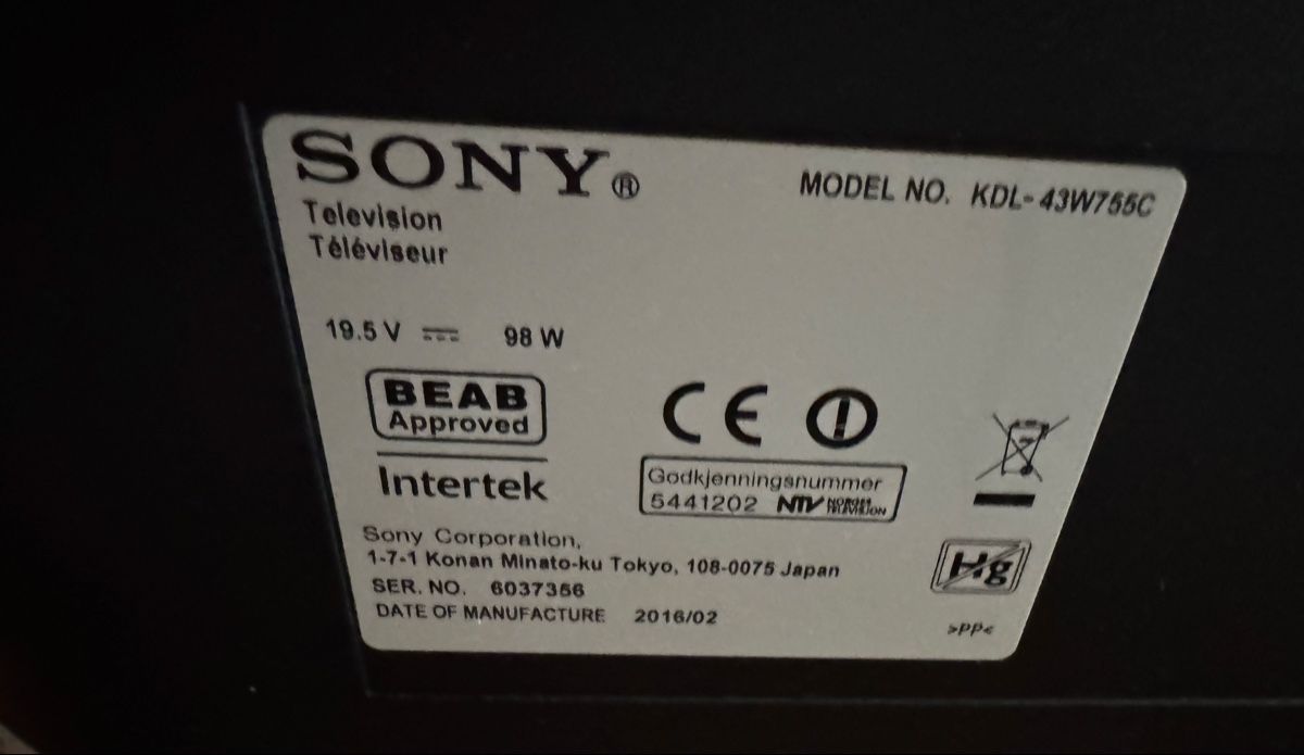 Sony Fernseher: SONY Bravia TV / 43 Zoll – Gebraucht aus Bäretswil von OldCrowStore 2