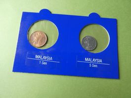 Malaysia, Set 2 alte unzirkulierte Münzen