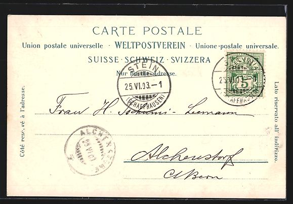 Cartoline postali: Stein a. Rhein, Ortsansicht mit Schloss  – Usato da Berlin venduto da bartko-reher 1