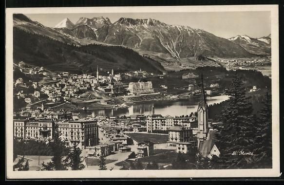 Ansichtskarten: AK St. Moritz, Panorama über die Stadt – Gebraucht aus Berlin von bartko-reher
