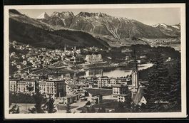AK St. Moritz, Panorama über die Stadt