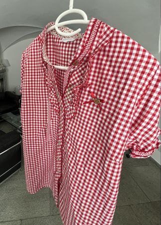 Trachtenbluse Rot-Weiss kariert Gr. 44 