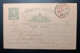 PORTUGAL GANZSACHE NACH MADRID 1898