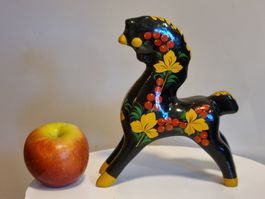 Vintage Khokhloma Pferd UdSSR, handbemalt, 19 cm