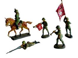 Lotto di -6- Figurine Elastolin Lineol - Soldati, Militari