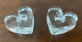 Kerzenhalter Glas in Herzform, ungef. Masse B 6,5 cm 3 cm