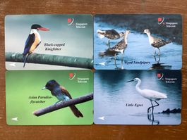 4 Telefonkarten Singapur SIN-25A-D Vögel