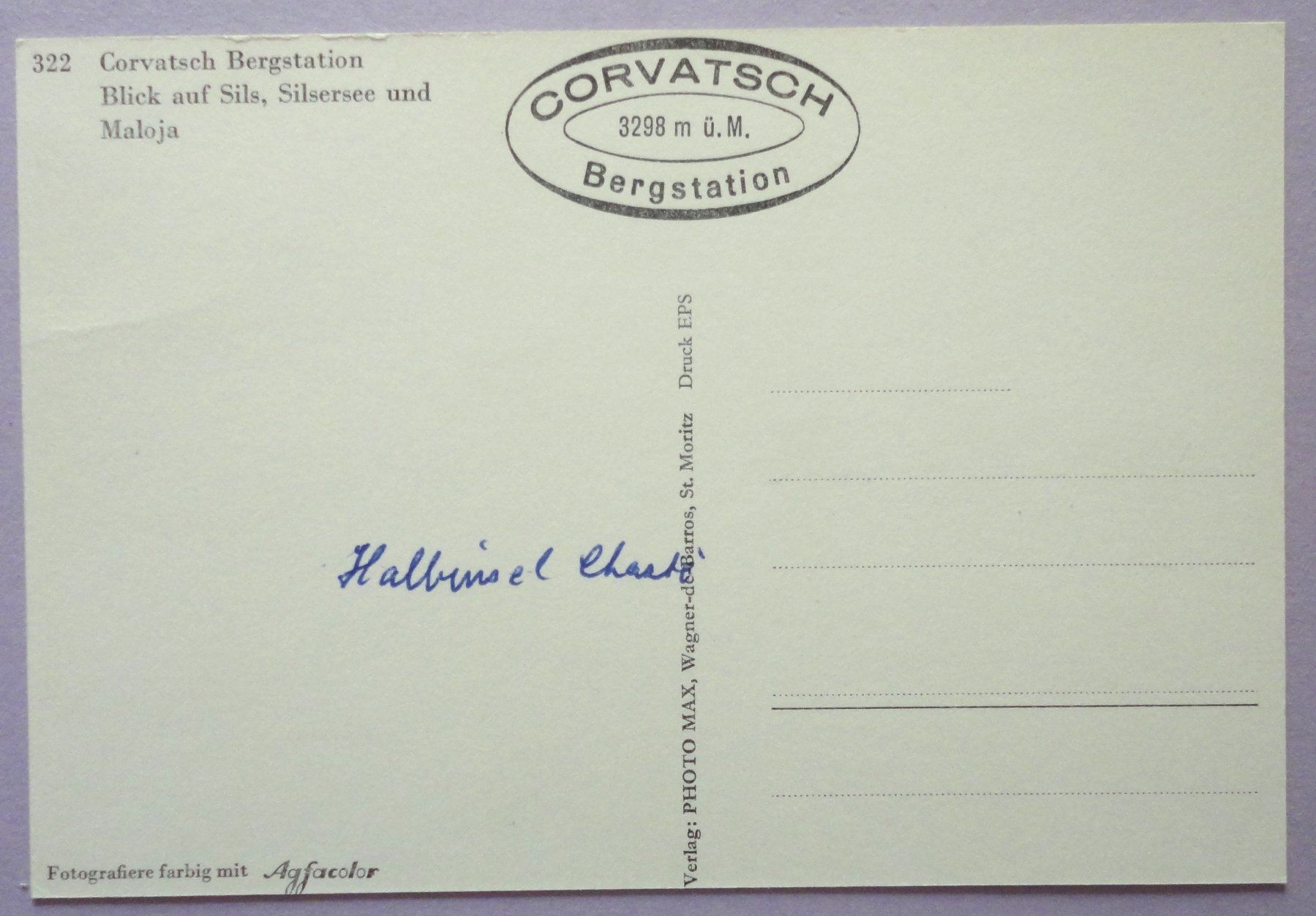 Cartoline postali: Corvatsch Bergstation – Usato da Fétigny venduto da Billy2miny 1