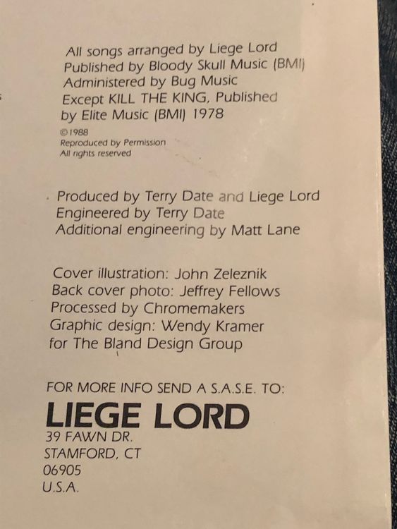Liege Lord. SEHR RAR. 1988. Master Control Kaufen auf Ricardo