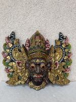 Masque mural balinais en bois sculpté et polychrome superbe!