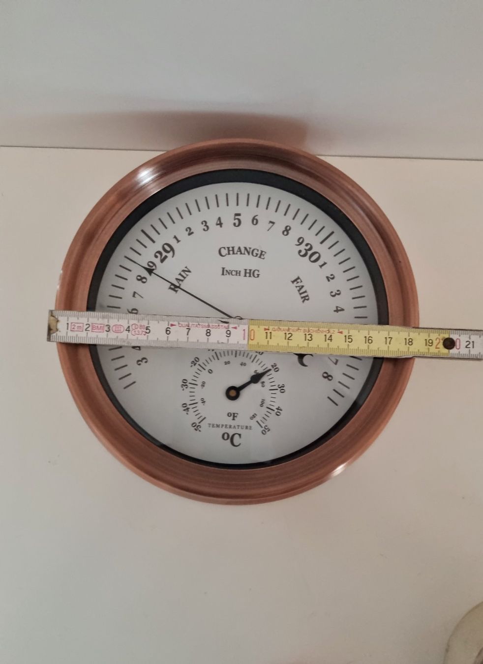 Sonstige antike Technik & Geräte: Analoges Barometer mit Thermometer Kupfer gebraucht – Gebraucht aus Weiach von lor_f6sn 4