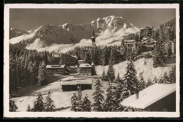 Cartoline postali: Arosa, Vom Schnee bedeckte Ortschaft mit – Usato da Berlin venduto da bartko-reher