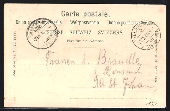 Cartoline postali: Lithographie Zürich, Totale mit Kirche – Usato da Berlin venduto da bartko-reher 1