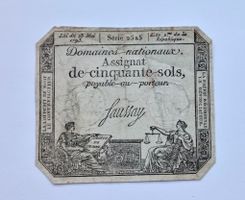 Französische Banknote 50 Sols von 1793