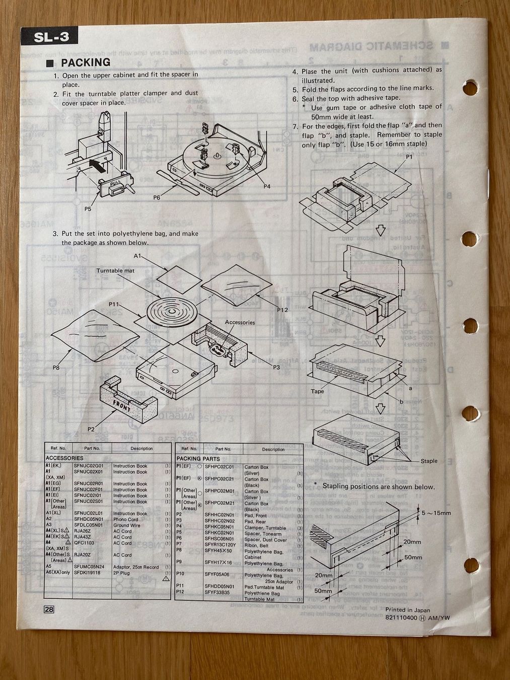 Technics Tourne-disques: Service Manual TECHNICS Turntable SL-3 – D'occasion à Erlenbach ZH par Leaford 1