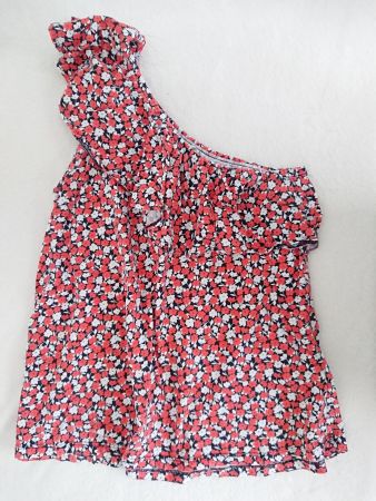Asymetric Top H&M L.O.G.G. Gr. XS Rot geblümt