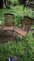 2x Massive Gartenstühle aus Holz – Klappstühle – Rustikal &