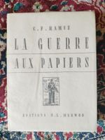 C.F. RAMUZ  La Guerre aux papiers Numéroté Édition Originale