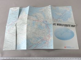 Japan Airlines JAL, 1968, Karte Flugrouten, World Route Map