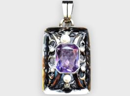 Jugendstil Antike Halskette Amethyst mit Perlen