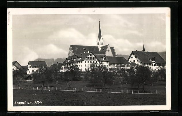 Cartoline postali: Kappel am Albis, Teilansicht mit Kirche – Usato da Berlin venduto da bartko-reher
