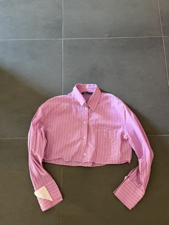 Damen Bluse cropped  rosa gestreift Grösse S guter Zustand