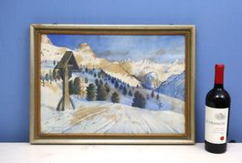G. Drenckhahn, Aquarell, Winterlandschaft, D'dorf 1922